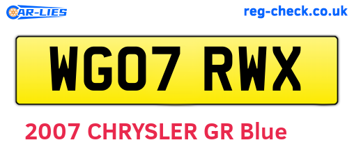 WG07RWX are the vehicle registration plates.