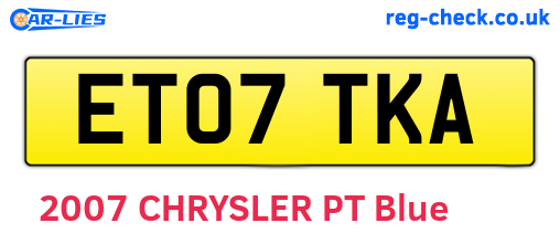 ET07TKA are the vehicle registration plates.