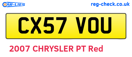 CX57VOU are the vehicle registration plates.