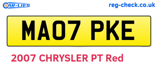 MA07PKE are the vehicle registration plates.