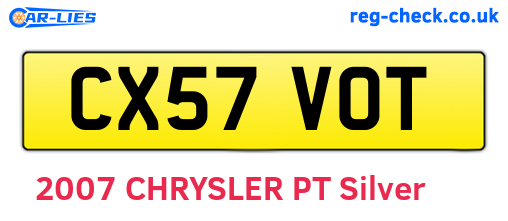 CX57VOT are the vehicle registration plates.