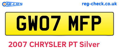 GW07MFP are the vehicle registration plates.