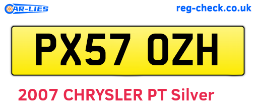 PX57OZH are the vehicle registration plates.