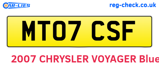 MT07CSF are the vehicle registration plates.