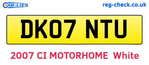 DK07NTU are the vehicle registration plates.