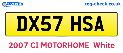DX57HSA are the vehicle registration plates.