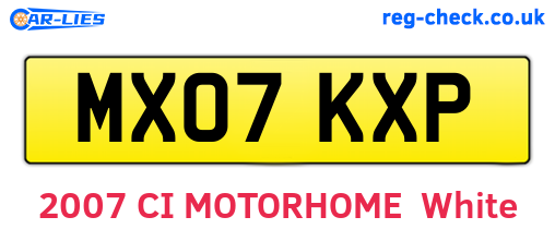 MX07KXP are the vehicle registration plates.