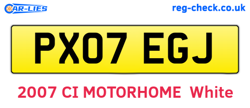 PX07EGJ are the vehicle registration plates.