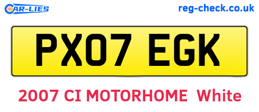 PX07EGK are the vehicle registration plates.