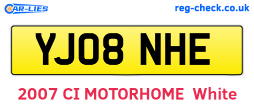 YJ08NHE are the vehicle registration plates.