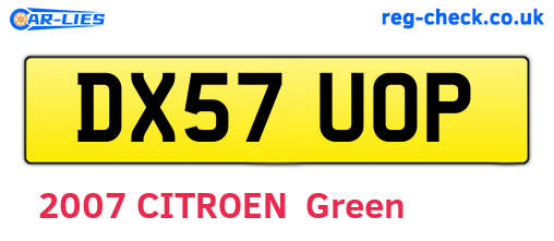 DX57UOP are the vehicle registration plates.
