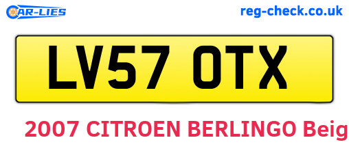 LV57OTX are the vehicle registration plates.