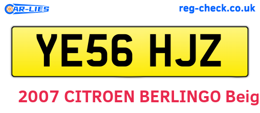 YE56HJZ are the vehicle registration plates.