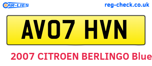AV07HVN are the vehicle registration plates.