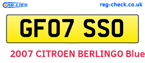 GF07SSO are the vehicle registration plates.