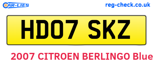 HD07SKZ are the vehicle registration plates.