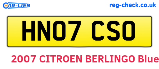 HN07CSO are the vehicle registration plates.