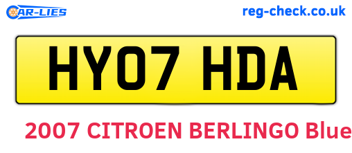 HY07HDA are the vehicle registration plates.
