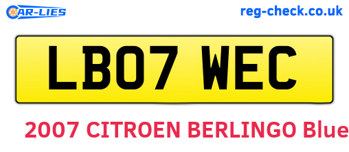 LB07WEC are the vehicle registration plates.