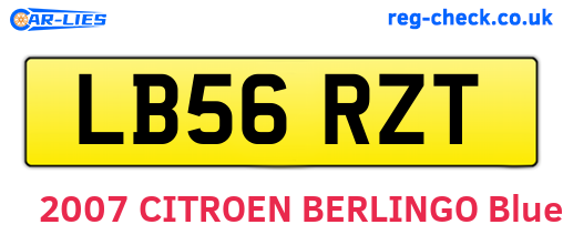 LB56RZT are the vehicle registration plates.