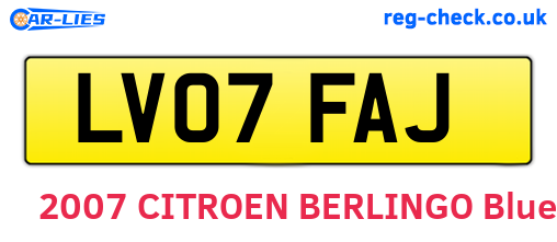 LV07FAJ are the vehicle registration plates.