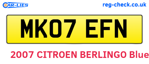 MK07EFN are the vehicle registration plates.