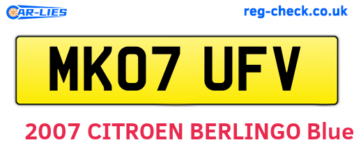 MK07UFV are the vehicle registration plates.