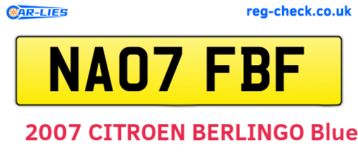 NA07FBF are the vehicle registration plates.