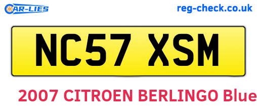 NC57XSM are the vehicle registration plates.