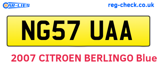 NG57UAA are the vehicle registration plates.