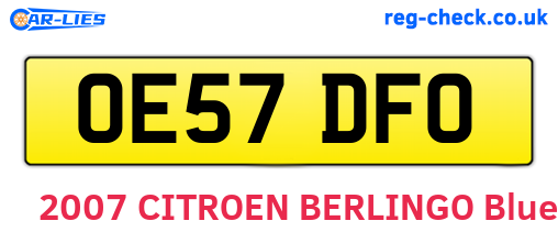 OE57DFO are the vehicle registration plates.