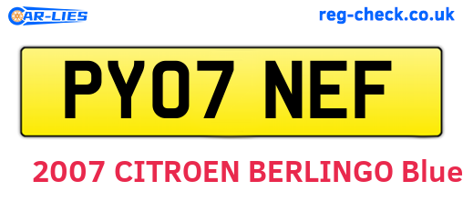 PY07NEF are the vehicle registration plates.