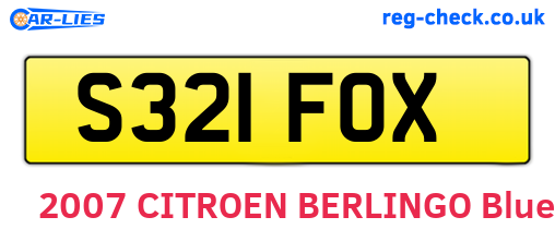S321FOX are the vehicle registration plates.