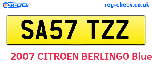 SA57TZZ are the vehicle registration plates.
