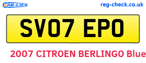 SV07EPO are the vehicle registration plates.