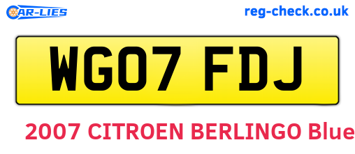 WG07FDJ are the vehicle registration plates.