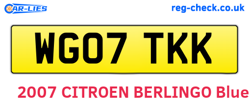 WG07TKK are the vehicle registration plates.
