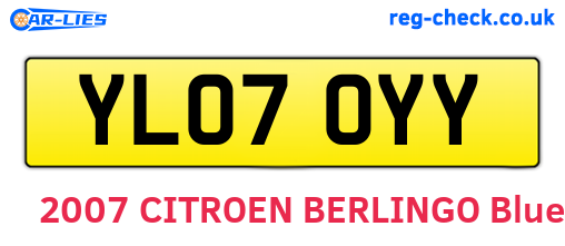 YL07OYY are the vehicle registration plates.