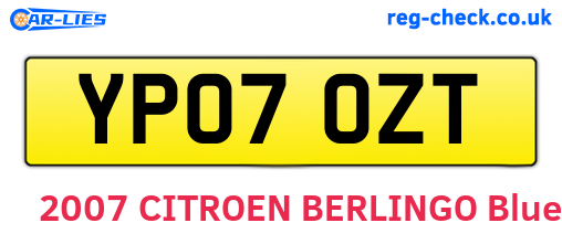 YP07OZT are the vehicle registration plates.