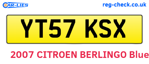 YT57KSX are the vehicle registration plates.