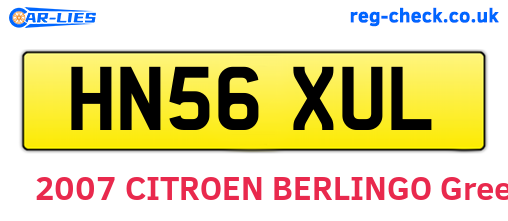 HN56XUL are the vehicle registration plates.