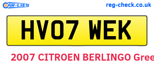 HV07WEK are the vehicle registration plates.