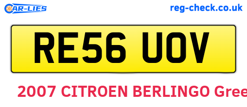 RE56UOV are the vehicle registration plates.