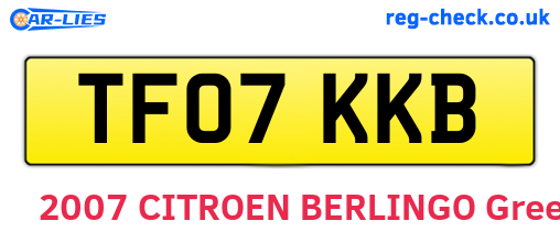 TF07KKB are the vehicle registration plates.