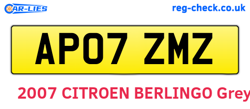 AP07ZMZ are the vehicle registration plates.