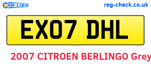 EX07DHL are the vehicle registration plates.