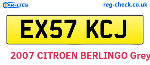 EX57KCJ are the vehicle registration plates.