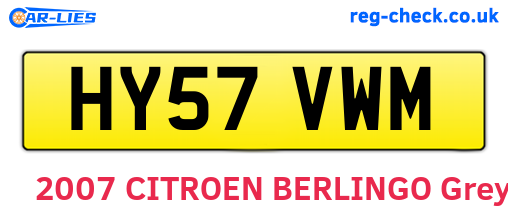 HY57VWM are the vehicle registration plates.