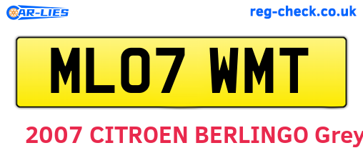 ML07WMT are the vehicle registration plates.