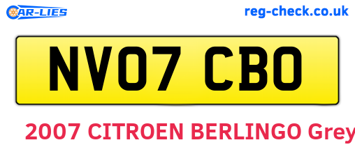 NV07CBO are the vehicle registration plates.